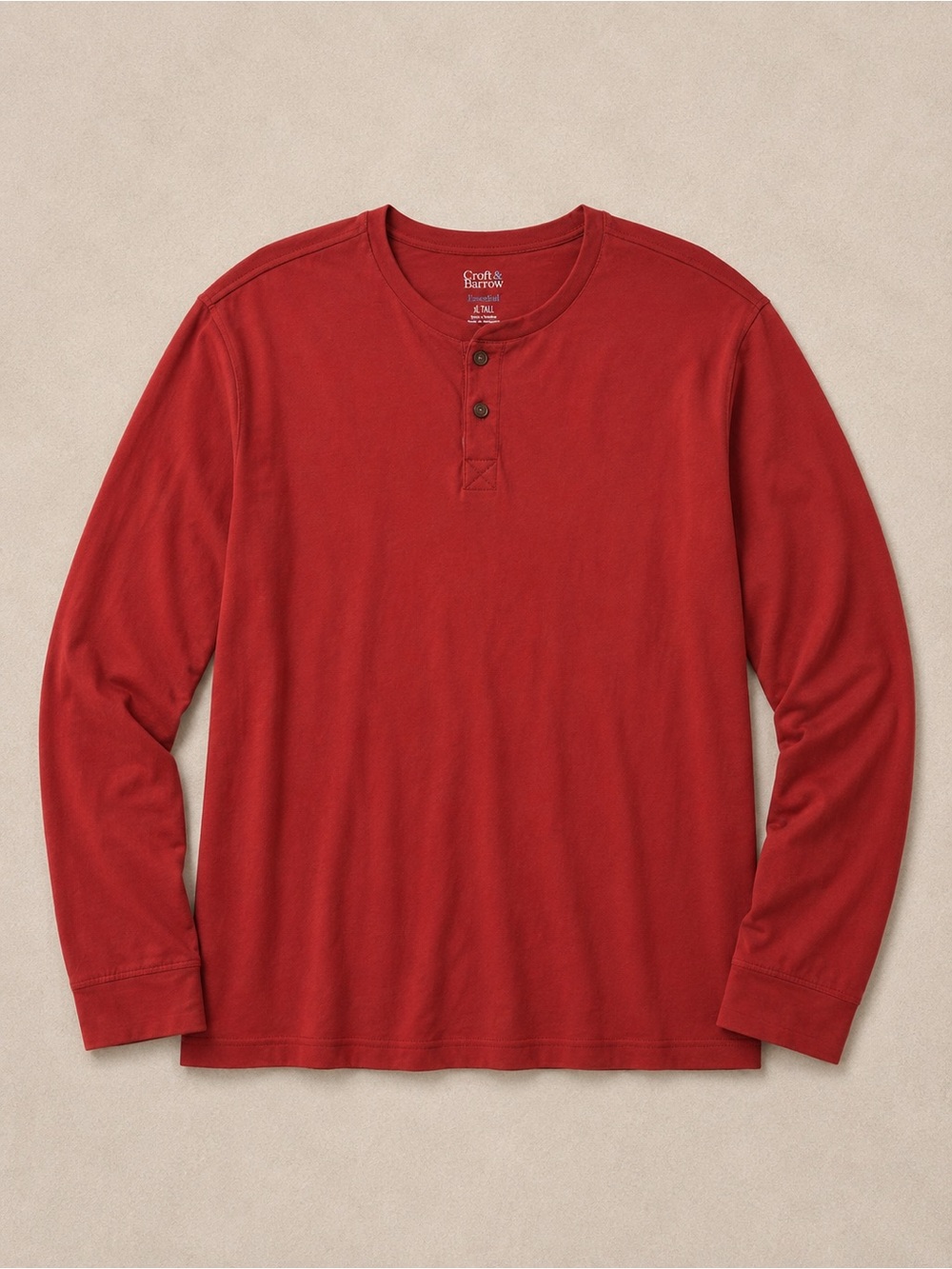 Croft & Barrow Men’s Long Sleeve Henley Tee | Red | XLT